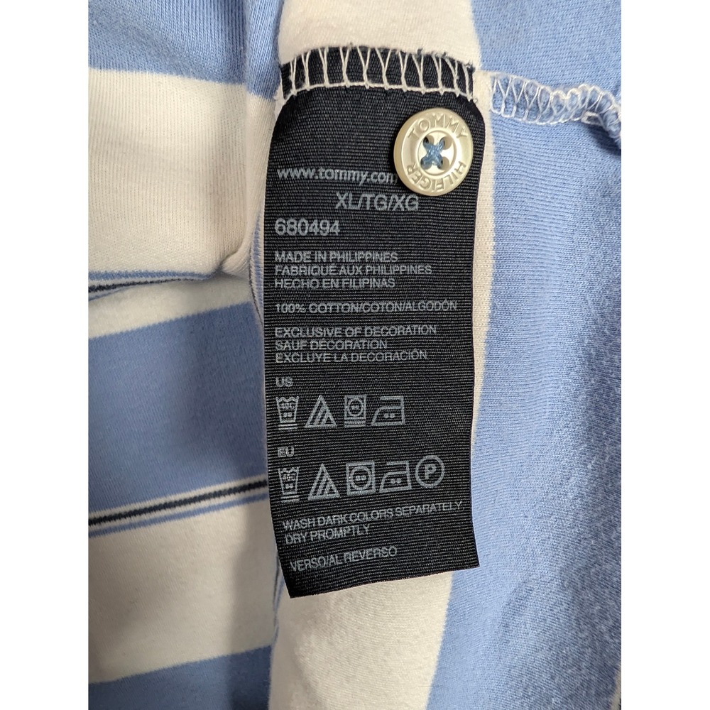 Tommy Hilfiger Mens XL Blue White Striped Short Sleeve Cotton Polo Shirt 680494 - Picture 5 of 8